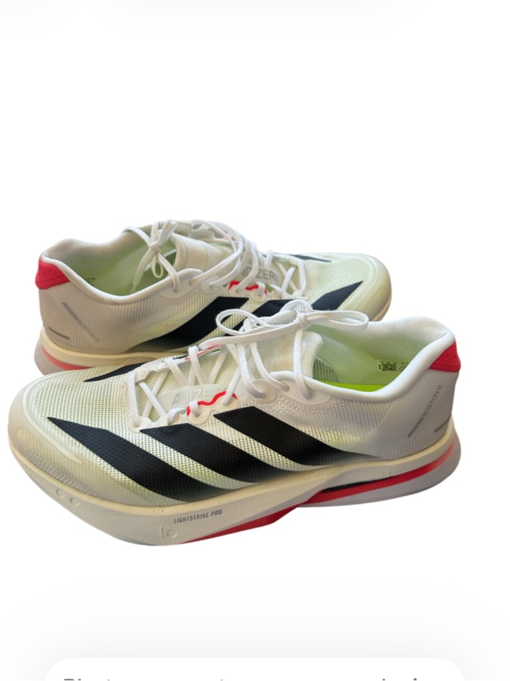 Mens Size 11 Adidas Sneakers Adizero Boston 13 White Black Lucid Red JS4932